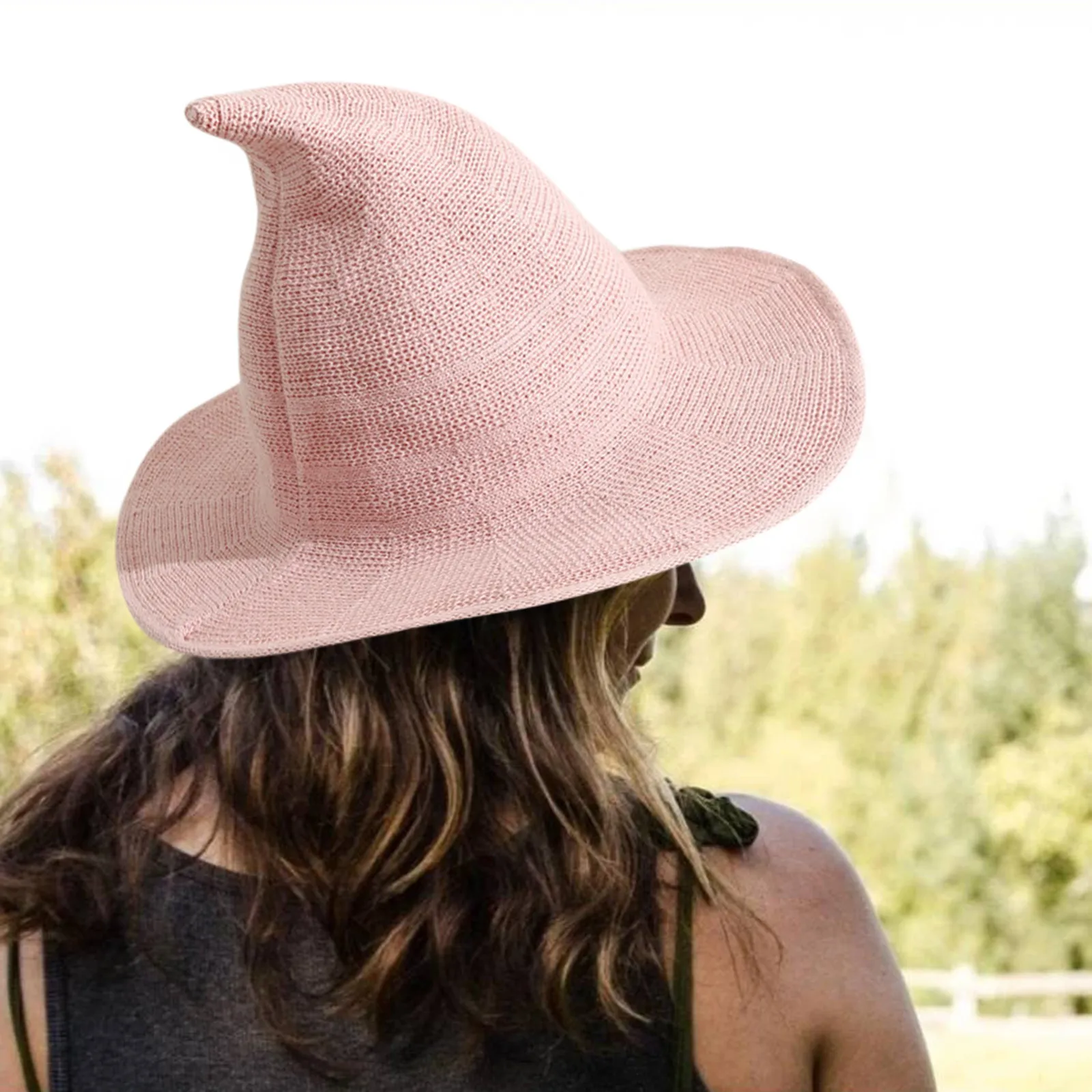 Женская кожаная шляпа ведьмы на Хэллоуин складной костюм вязаная крючком теплая