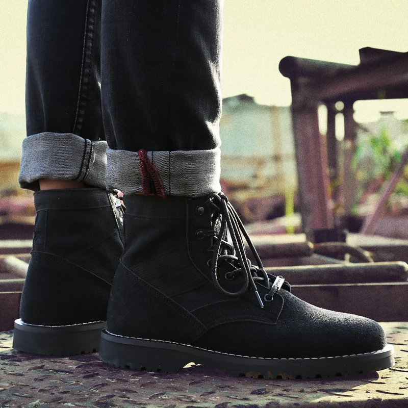 Осенняя обувь защитные тренировочные резиновые льняные мужские ботильоны