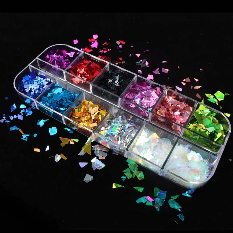 

3D Nail Glitter Flakes Set Holographic Powder Sequins Paillette Manicure Nail Art Pigment Decoration Tools Accessories