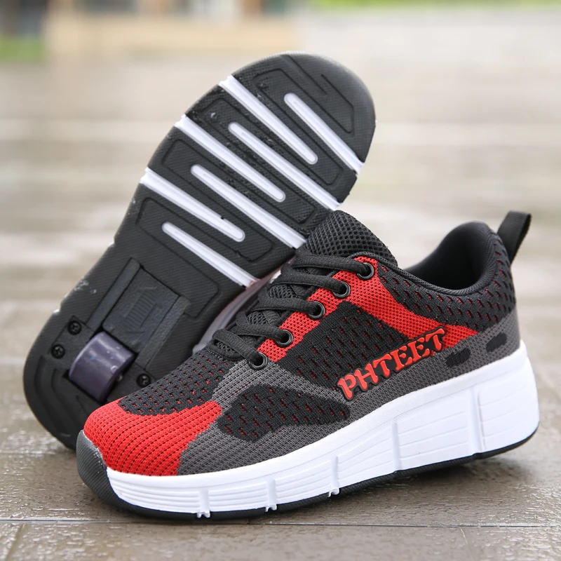 

Black 31-42 Children Junior Roller Skate Shoes Kids Sneakers With One Two 2020 Boys Girls Wheels Shoes Adult Casual boys Shoes