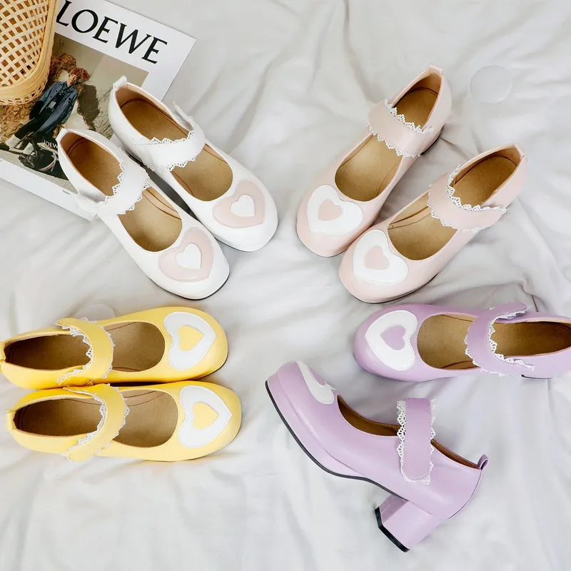 

Туфли женские в стиле «Лолита», туфли-лодочки на высоком каблуке, с круглым носком, на шнуровке, с оборками, в японском стиле, размеры 34-47, вес...