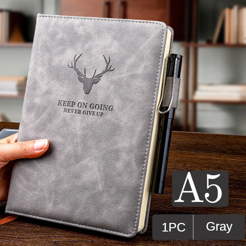 

Thickened leather Notebook Colorful School Diary Blank page Office Supplies Deer head decoration Schedule plan Book 016073
