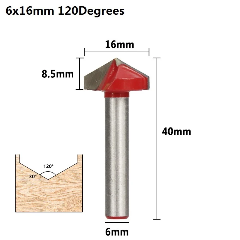 1pc 6x16x120D XCAN 1 шт. 60 градусов V Форма древесины фрезы с 10 мм диаметр 6 мм хвостовик древесины триммер 3D Фрезерный резак резьба по дереву нож - Длина режущей кромки: 1pc 6x16x120D