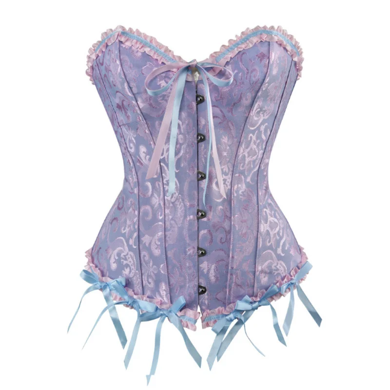 

Sexy Woman Lace Up Corset Bustier Zip Floral Women Bustier Corset Gothic Boned Underwear Slimming Overbust Corsets Plus Size
