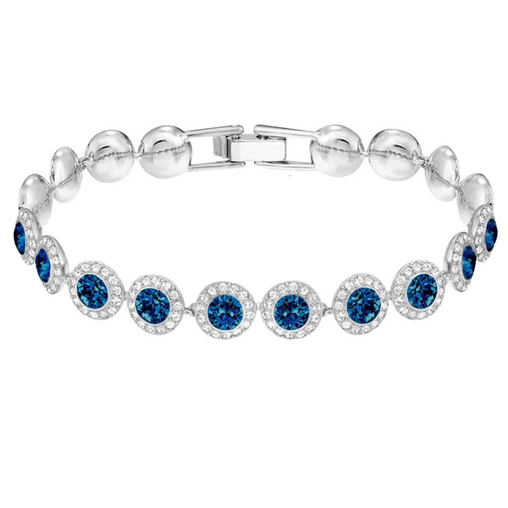 Новый золотистый браслет MANDY с голубыми кристаллами|Цепочки и браслеты| |