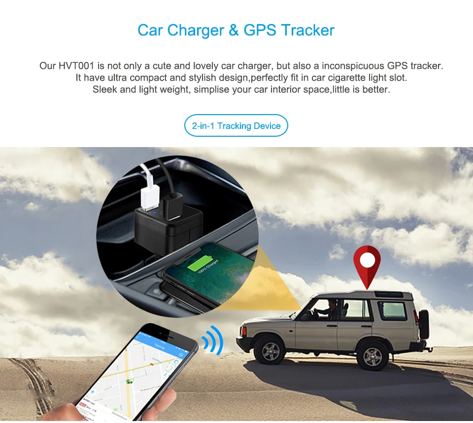 Concox уникальный HVT001 автомобильное зарядное устройство gps трекер с двумя USB зарядным портом мини-трекер для транспортного средства со скрытой кнопкой SOS прослушивание ACC