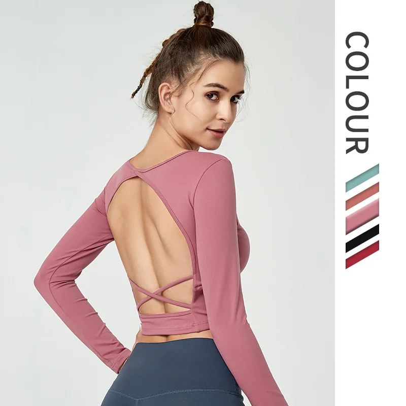 

New Yoga Wear Women's Long-Sleeved Sports Top Training Workout Clothes Women's Running Suit
