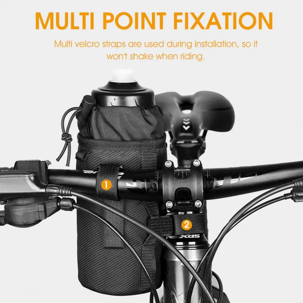 

Three Layers Fabric Practical Heat Preservation Handlebar Bottle Bag Wear Resistant Cycling Bottle Bag Portable for Bike