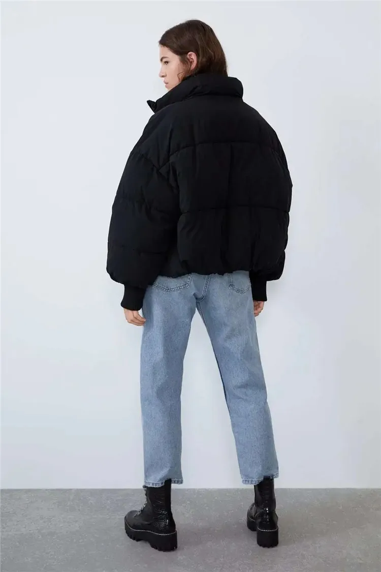 Solid Bread Coat Jacket Simple Casual Korean Style High Quality Warm Winter Stand-up Collar Cotton Parkas Clothes Women 2021