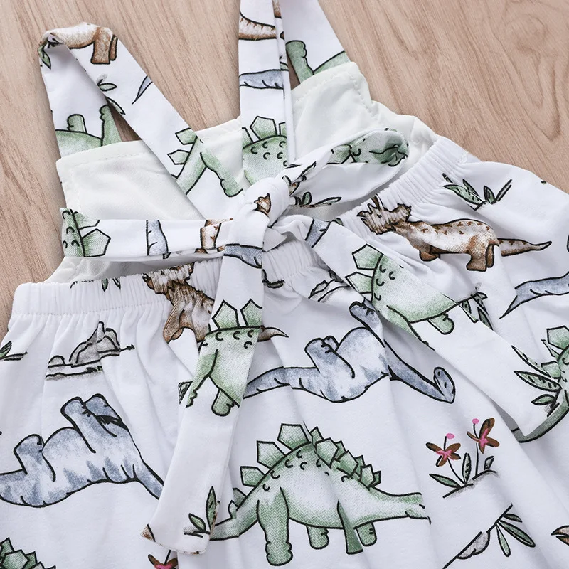 Lovely Baby Girl Dinosaur Dress Kids Dresses for Girls Sleeveless Backless Toddler Summer 1 4 Years Dropshipping | Детская одежда и