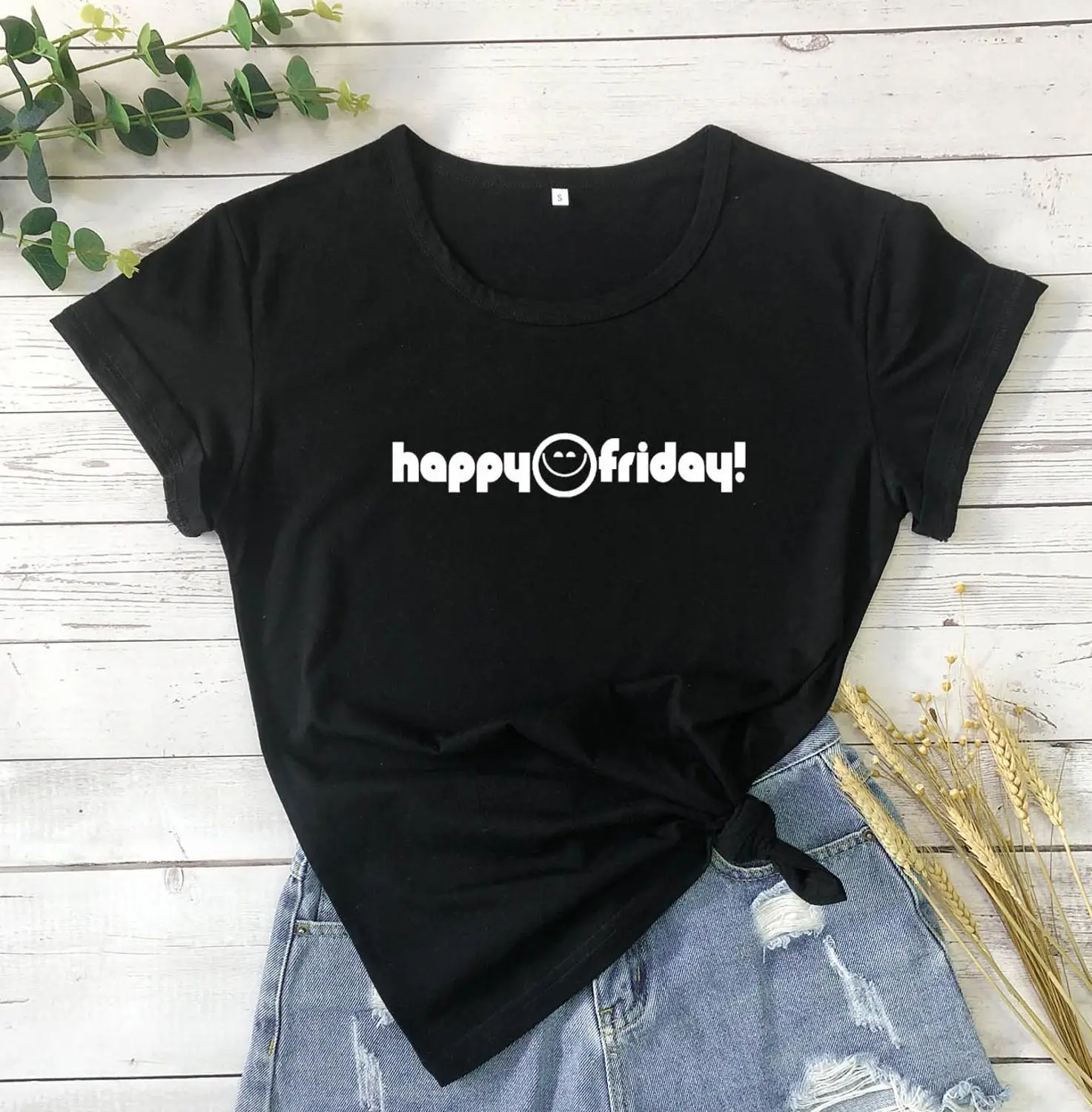 

Happy Friday T Shirt cute graphic women fashion hipster grunge tumblr young hipster quote party street style cotton tee gift top