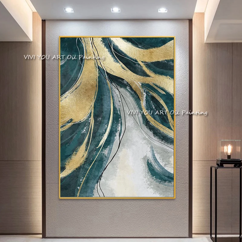 Painted By Skill Artist 100% Handmade New Large Modern Abstract green Gold Foil Wall Picture for Living Room Home Decor
Painted By Skill Artist 100% Handmade New Large Modern Abstract green Gold Foil Wall Picture for Living Room Home Decor