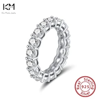 kiss mandy sparkling womens eternity round wedding band finger rings pave full zircon 100 925 silver rings jewelry gift sr167