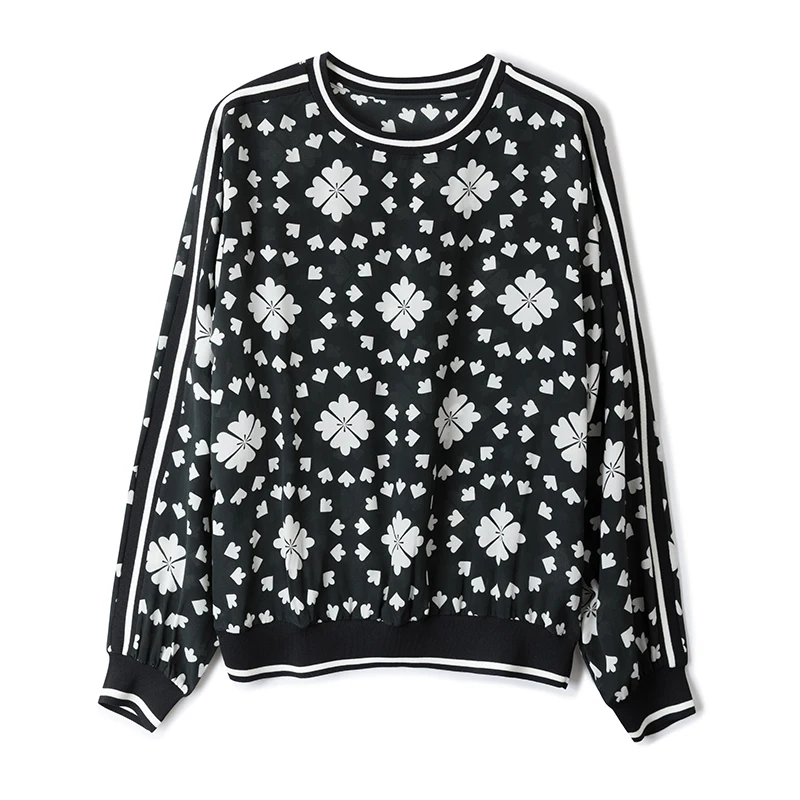 

Houthion New Silk Long-sleeved Women's Blouse O-collar Solid Color 2021 Korean Tops Loose Comfortable Fashion Casual Shirt