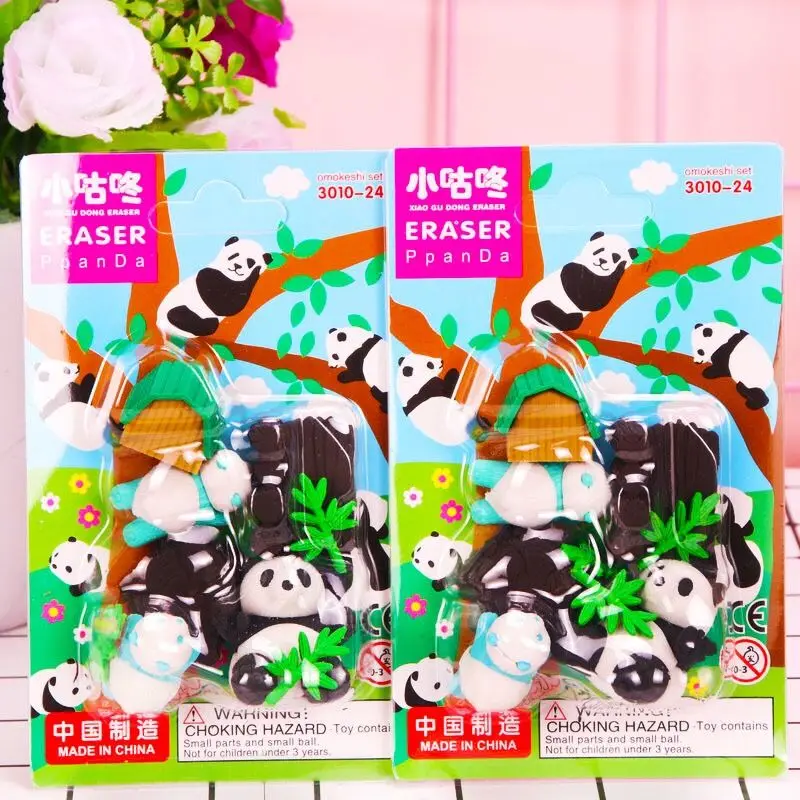 

Cute Panda Bamboo Clamped Rubber Suit Students Eraser Stationery Wholesale