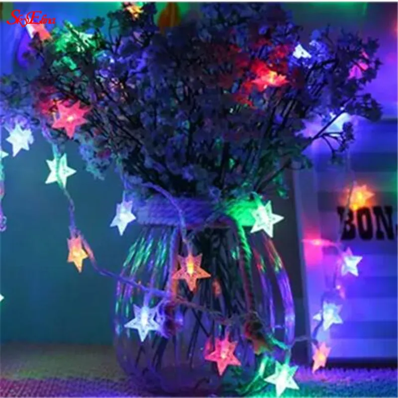 Светящаяся гирлянда со звездами мерцающие гирлянды на батарейках