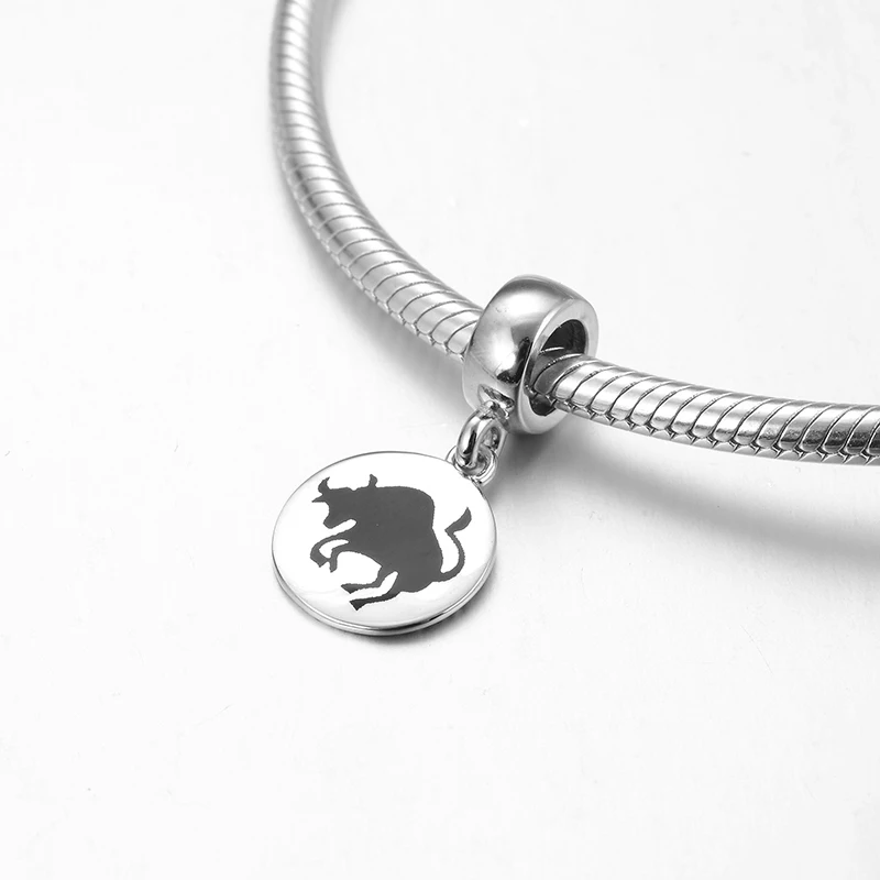 925 стерлингового серебра 12 созвездий Телец шаблон дизайн подвески DIY ювелирные