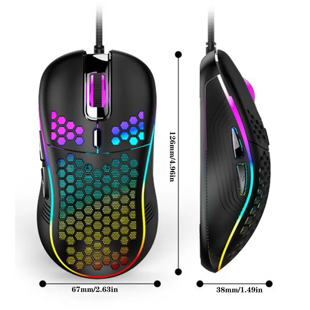 

Electronic Competition USB Light-emitting Lightweight Honeycomb Hollow Mouse Comfortable Mouse For Games