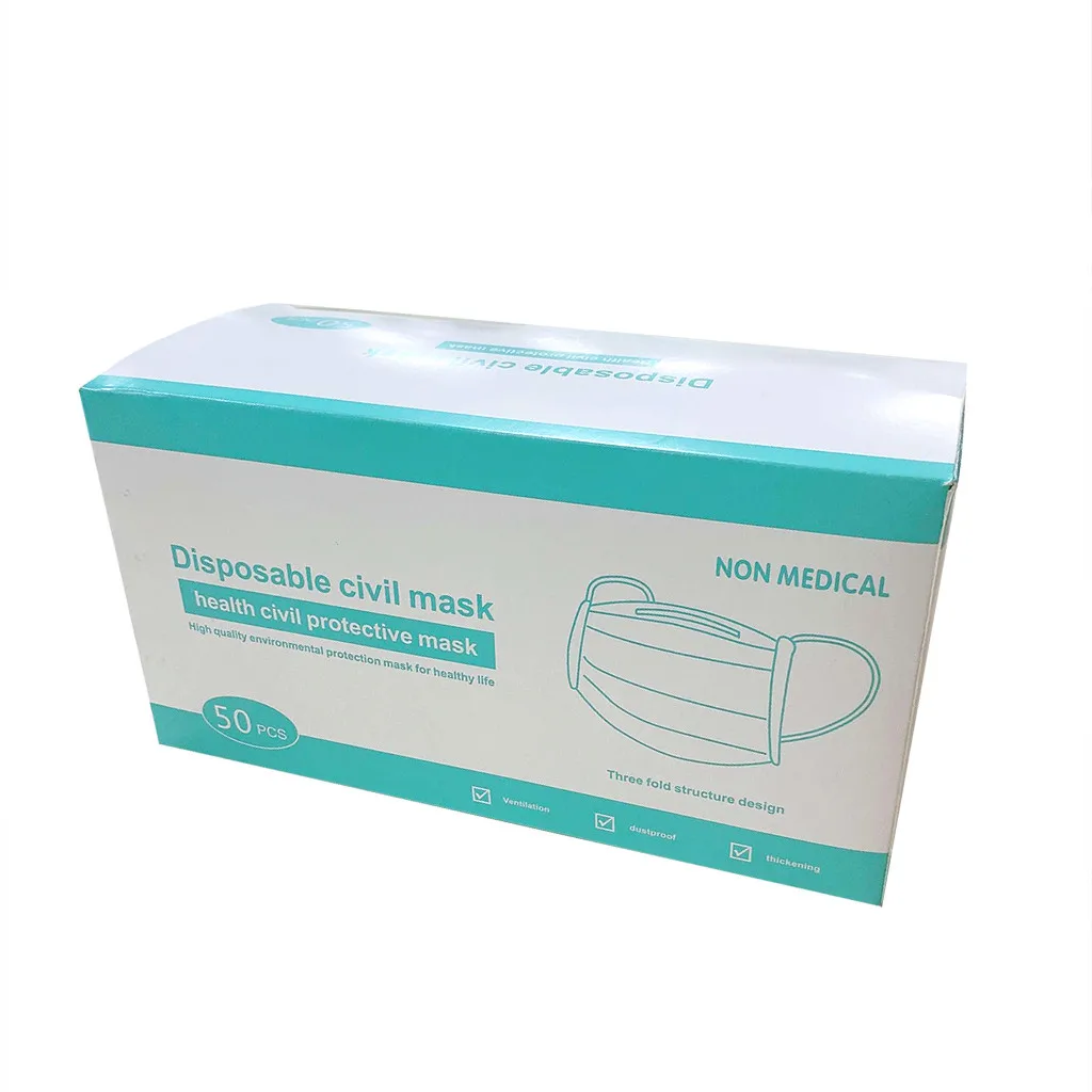 50 шт. одноразовая маска для лица Denta Industrial 3-слойная Ушная петля взрослая рта