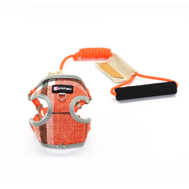 

Summer dog traction rope chest strap round rope cotton and linen chest back traction rope mesh chest strap