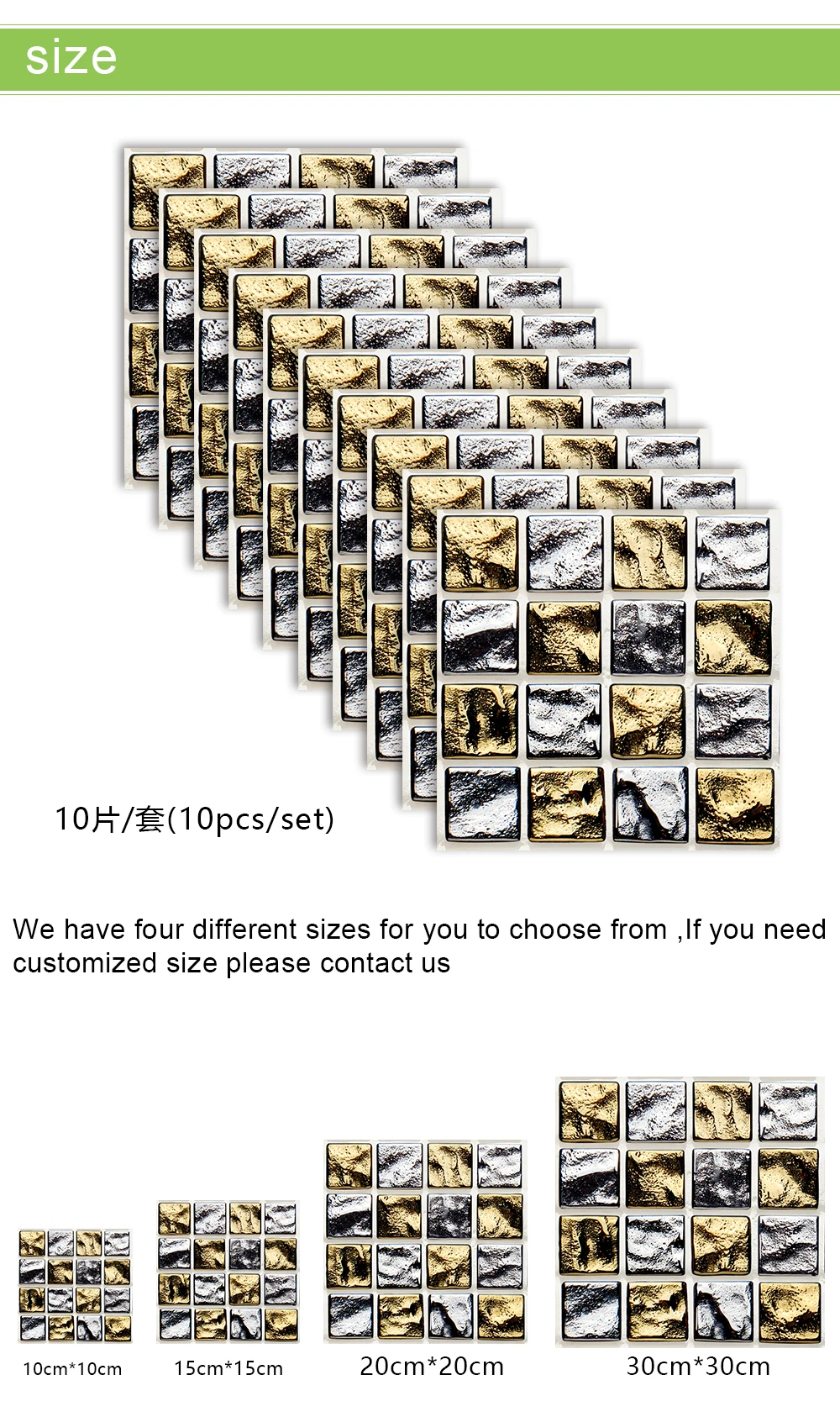 

Simulation Gilt Texture Mosaic Tile Wall Stickers Transfers Covers for House Renovation Art Decals Peel & Stick Vinyl DIY Mural