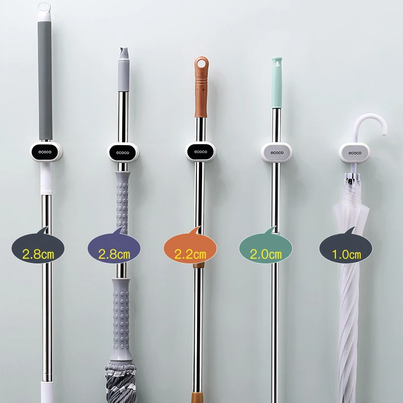 

Mop Holder Wall Mounted Adhesive Mop Organizer Household Hanger Rack Adhesive Storage Fixed Buckle Storage