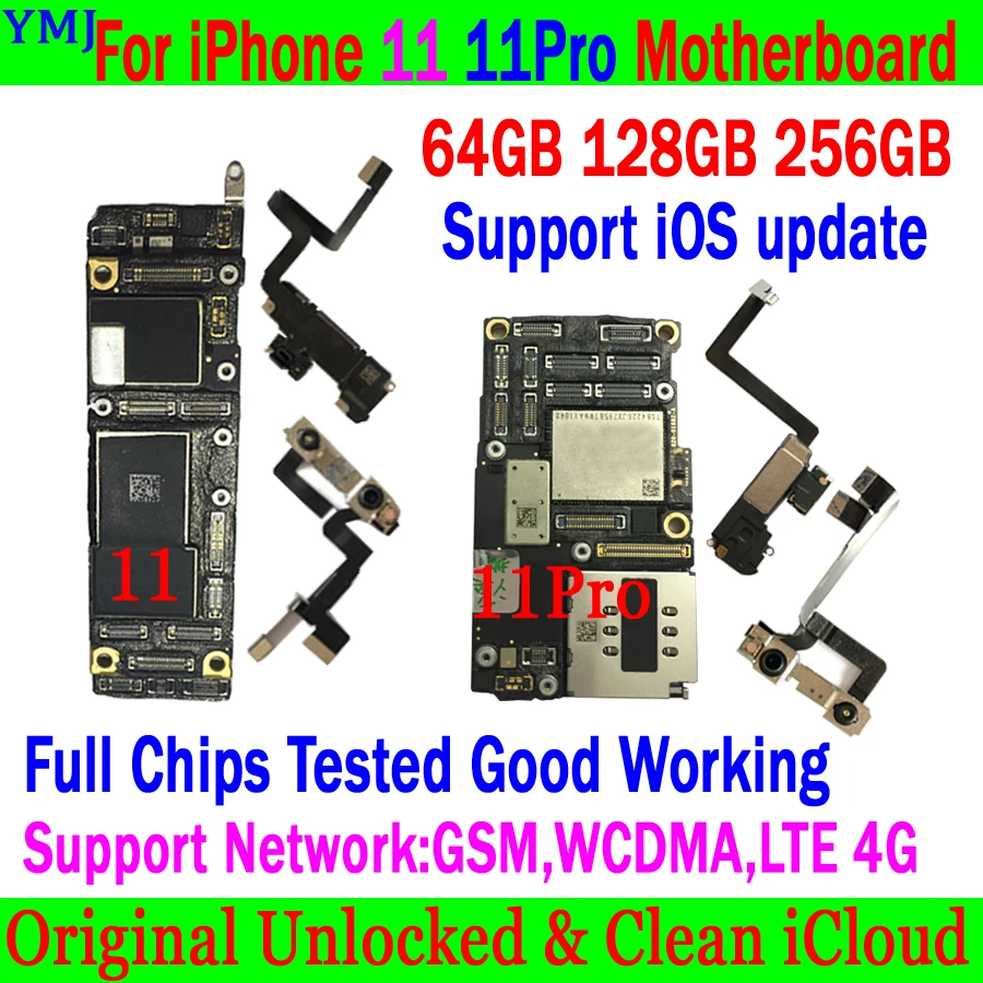 100% оригинальная разблокированная материнская плата 64 Гб 128 ГБ для iPhone 11 Pro max с/без