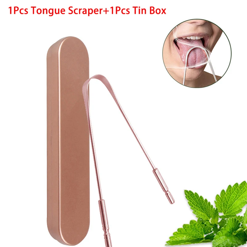 Stainless Steel Tongue Scraper Metal Tongue Fresh Breath Cleaning Coated Toothbrush Oral Hygiene Pro Eliminate Bad Breath