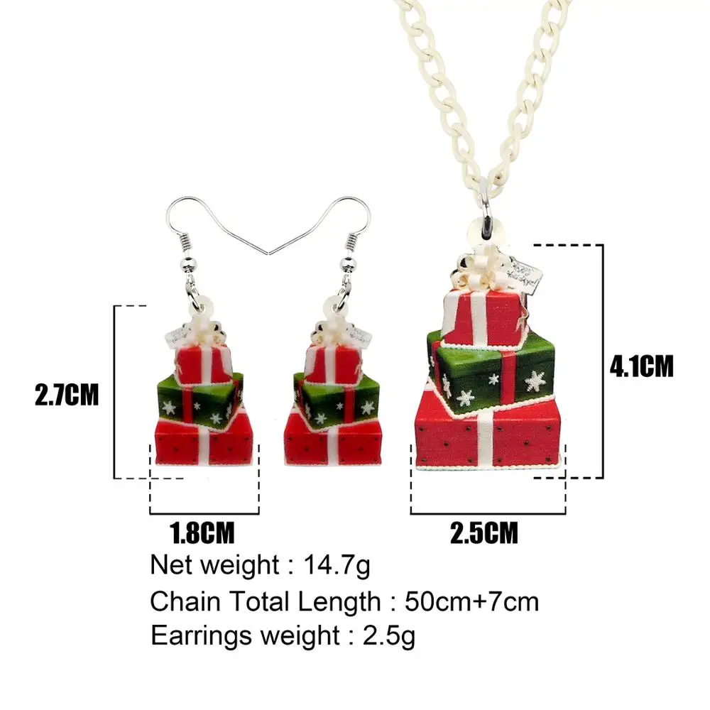 Bonsny Акриловая Рождественская Подарочная коробка ювелирный набор ожерелье