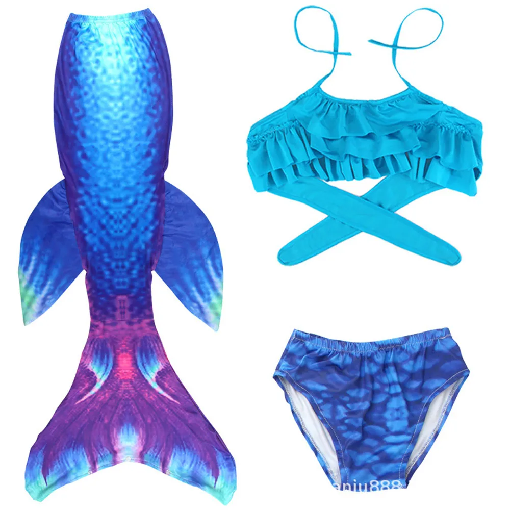 Купальный костюм для девочек с рисунком рыбы 3D хвост русалки купальник и бикини