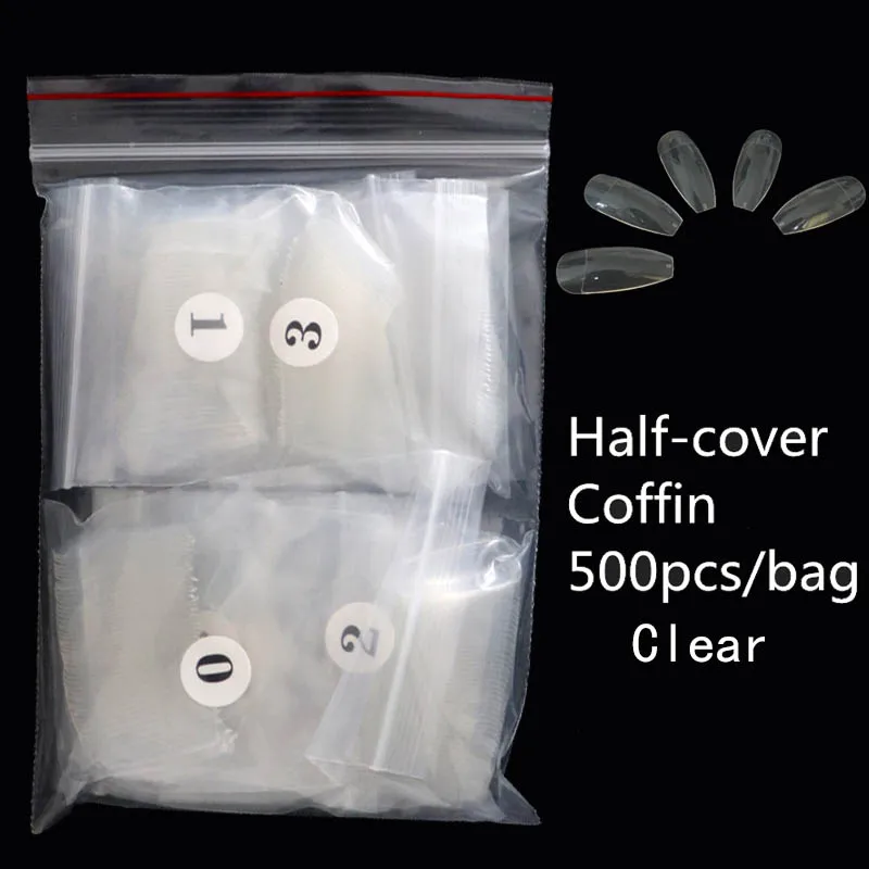 500 шт/ОПП балерина дизайн ногтей советы прозрачные/натуральные накладные гроб