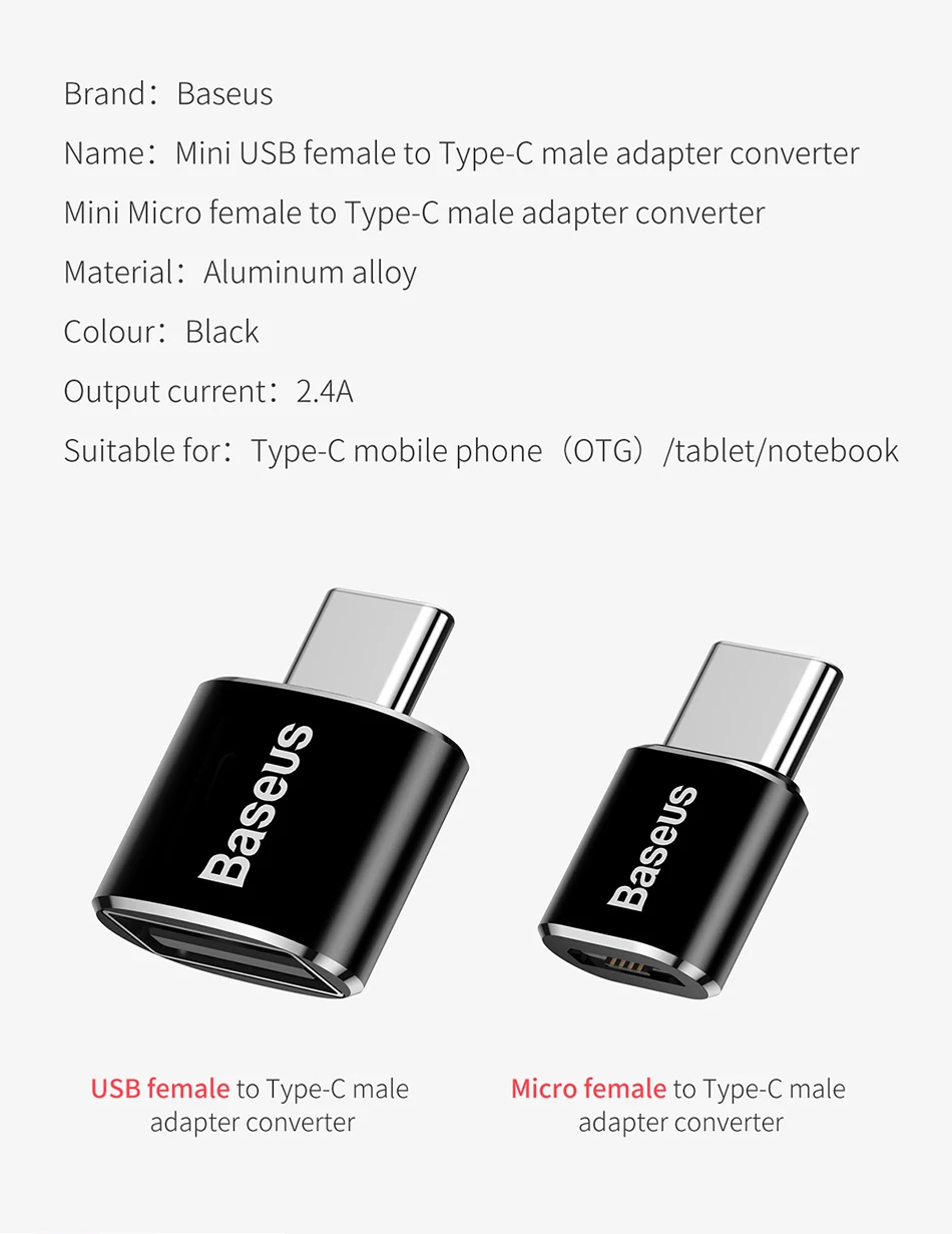 Baseus usb type C OTG адаптер USB C штекер для Micro USB Женский Кабельные конвертеры для Macbook samsung S10 huawei USB для type-c OTG