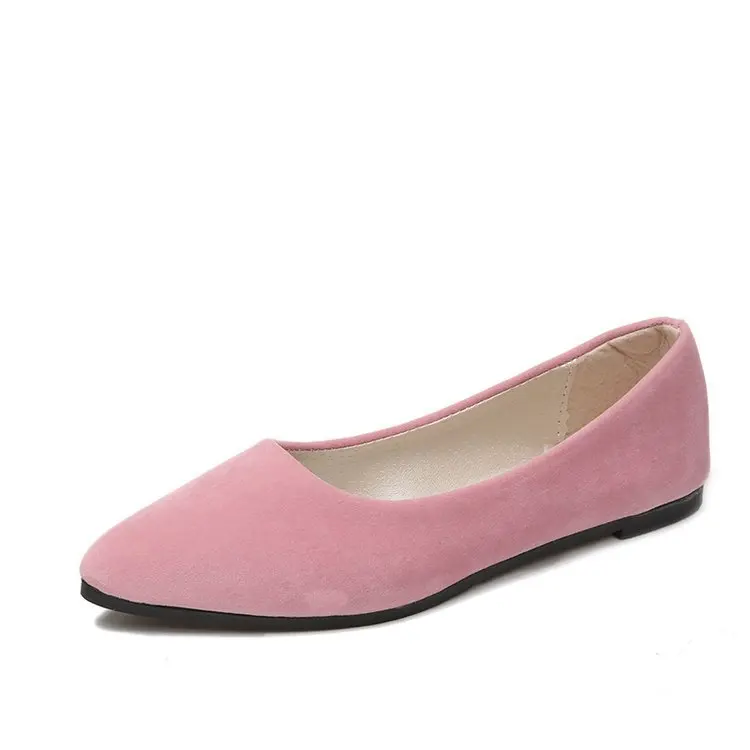 

Flat Shoes Women Slip On Loafers Flat Heel Woman Faux Suede Office Business Boat Shoe Pointed Woman Flats Velvet Ladies Shoes