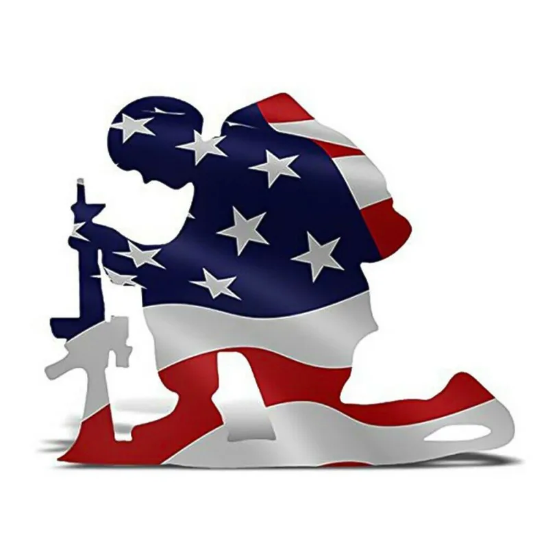 

American Flag Kneeling Soldier Weathered Flags Figurines Ornament Metal Art Garden Yard Miniatures Decorative 13