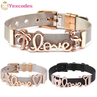 yexcodes hot sale stainless steel mesh bracelet with love lock charms diy fine bracelets for woman man girls