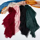 Женская шифоновая кружевная шаль, длинная мусульманская шаль с бусинами и жемчужинами в турецком стиле