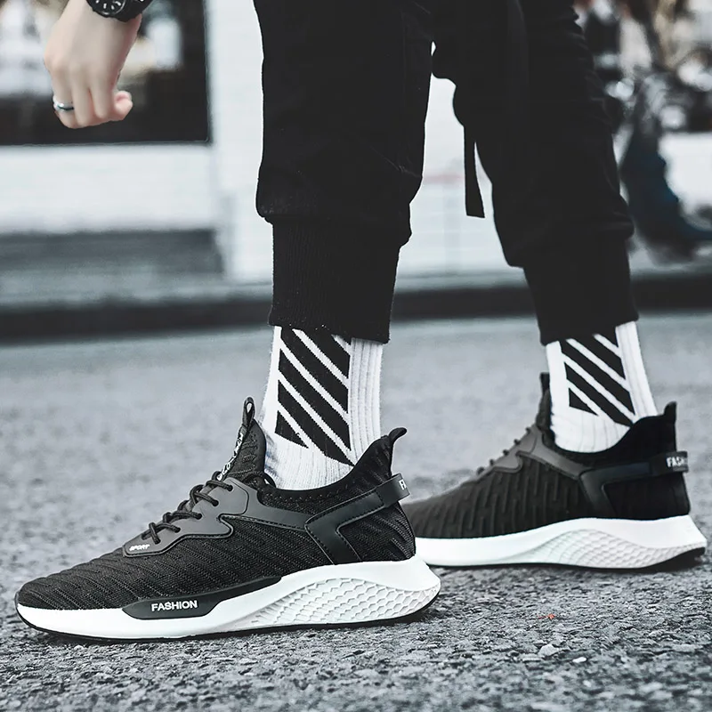 Уличная Мужская обувь для бега прогулок спортивная на толстой подошве Дышащие