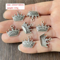 250pcs charm crown metal pendant for jewelry making diy bracelet necklace accessories antique silver wholesale