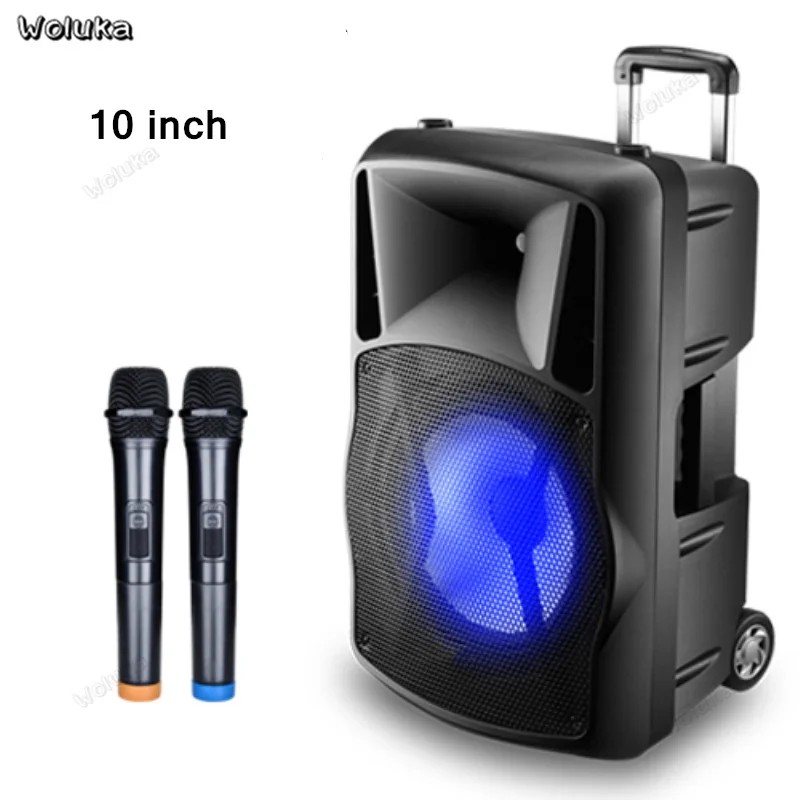 B 10 inch Bluetooth супер-мощный стерео динамик дорожный рюкзак на колесах динамик караоке Мобильная производительность квадратный танцевальный плеер куб CD50 W05 - Цвет: B 10 inch