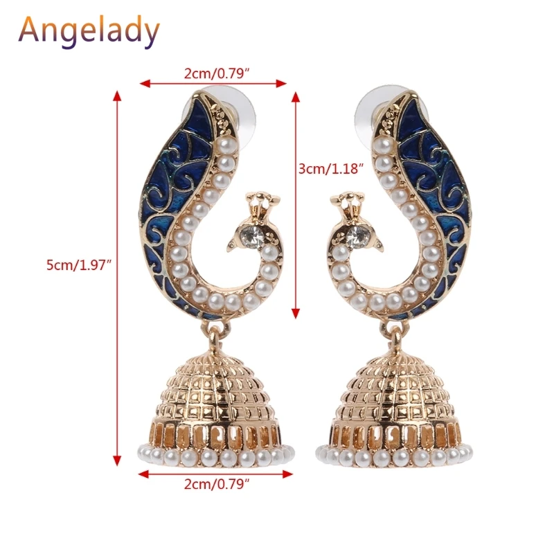 Ретро Индийский Болливуд Kundan Павлин Jhumka Jhumki Висячие серьги цыганские украшения