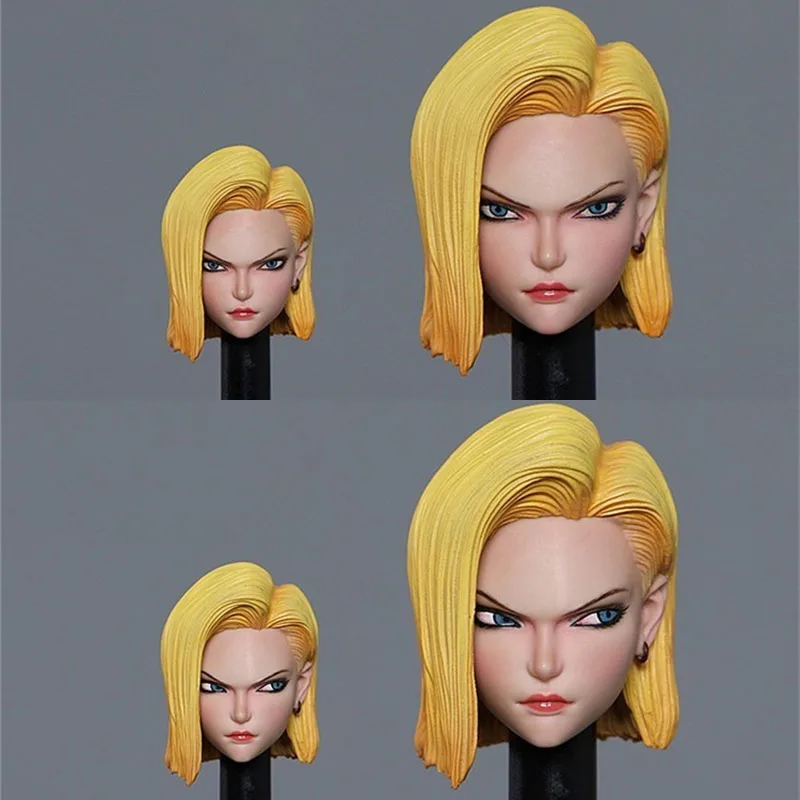 

Iminitoys 1/6 M010 1/12 M011 Android 18 Head Sculpt Carved with Straight Eye/Strabismus Eye Model Fit 12'' 6'' Pale Female Body