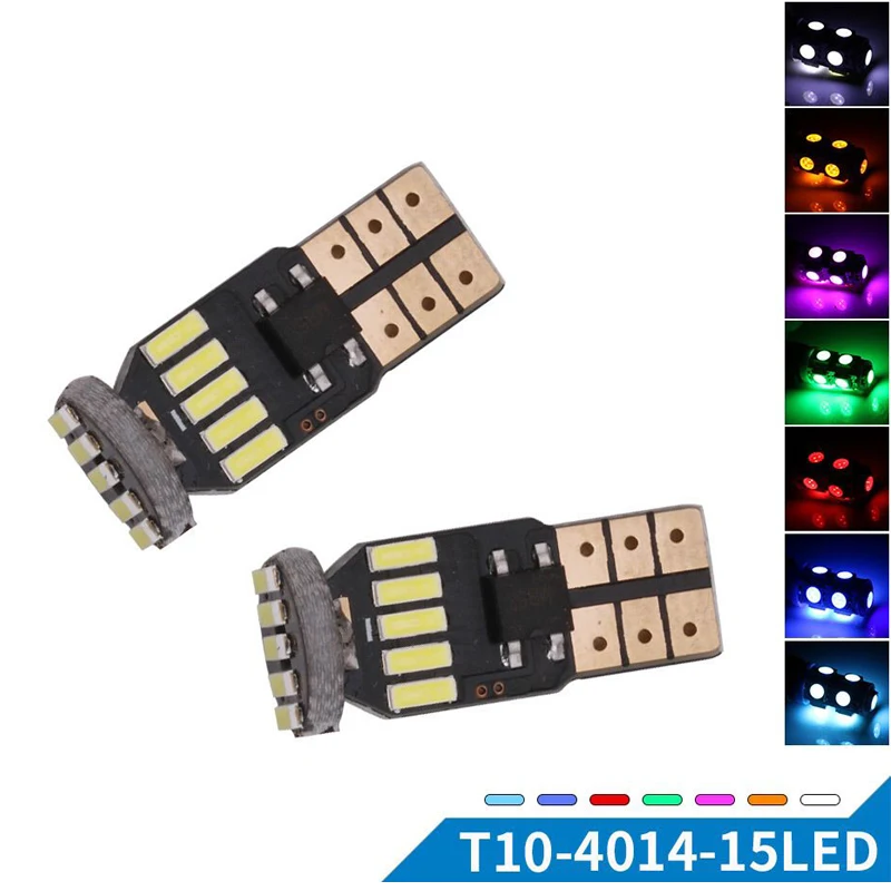 10 шт. T10 W5W 194 Canbus безотказные клиновидные лампы 4014 15 SMD светодиодный T10 Can-bus Авто зазор предупреждающие огни 6500K неполярность