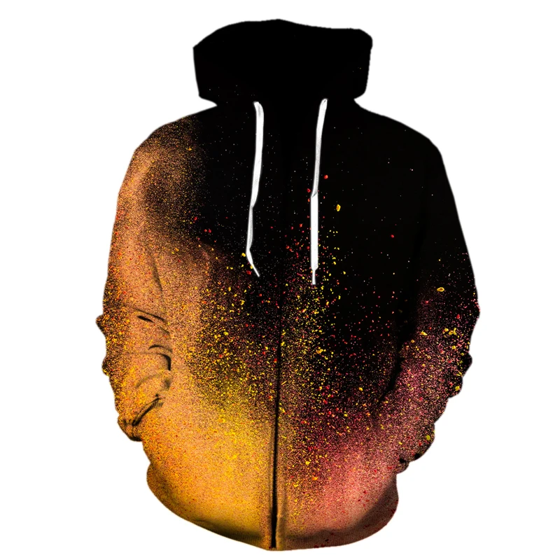 

Свитшот мужской/женский с капюшоном и принтом дыма, на молнии