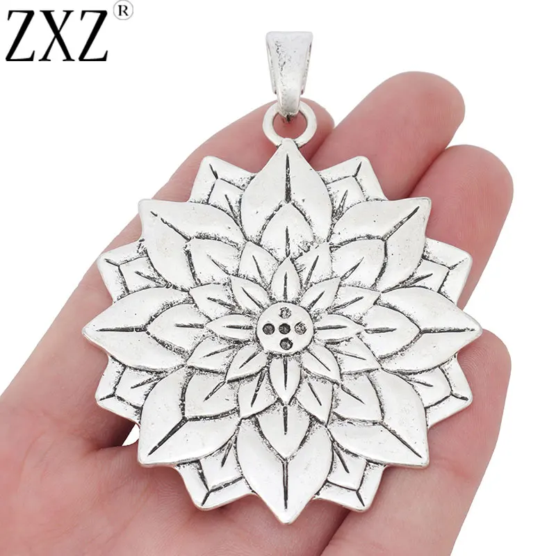 ZXZ 2 шт Большие Подвески с цветком лотоса подвески для ожерелья ювелирных изделий