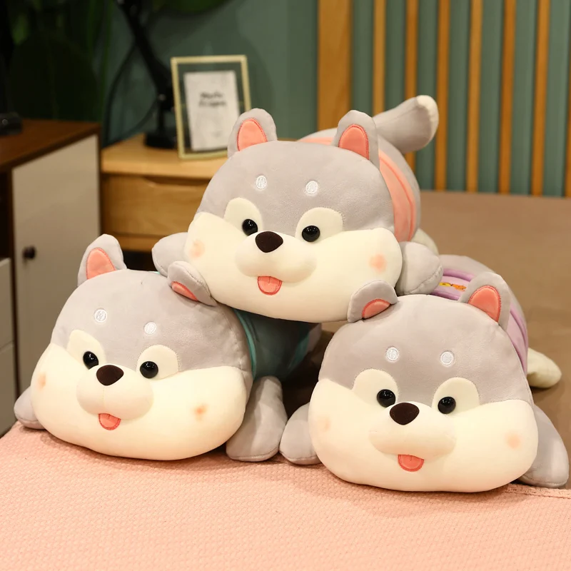 35-80cm Cute Animal Dog Long Pillow Stuffed Lying Husky Plush Toys Soft Sleeping Cushion Doll Children Kids Girls Cartoon Gift images - 6