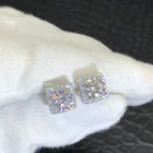 Серьги-гвоздики квадратные из серебра 925 пробы с муассанитом, 2 карата
