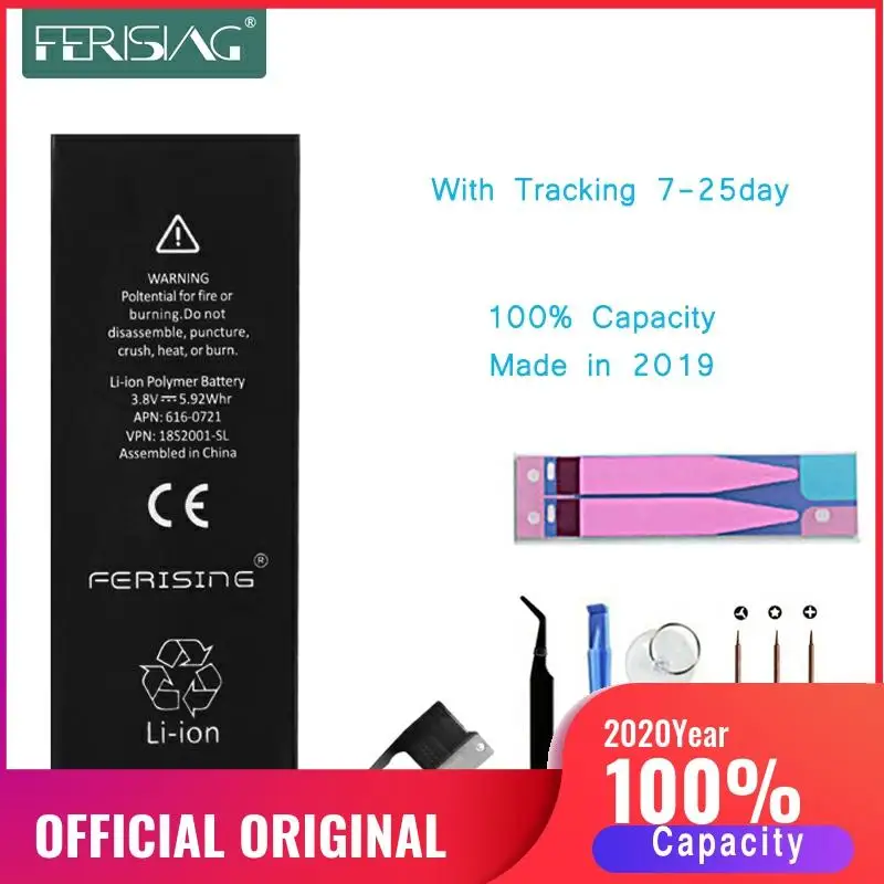 2020 новый 100% Оригинальный FERISING телефон батарея для iPhone 5S 5C емкость 1560mAh ремонтные