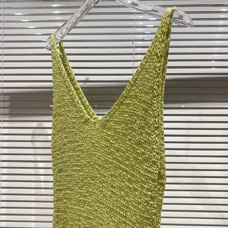 

2021 Summer New Knitted Cardigan Long Sleeve Sun Protection Short Coat + Suspender Dress Long Strap Dress Women Two-Piece Set