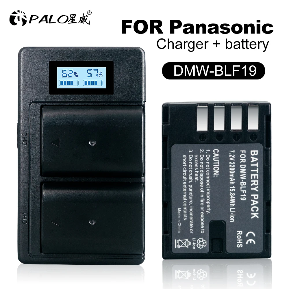 PALO 2200mAh DMW-BLF19E DMW-BLF19 камера батарея DMW BLF19 BLF19E + LCD двойное USB зарядное устройство для