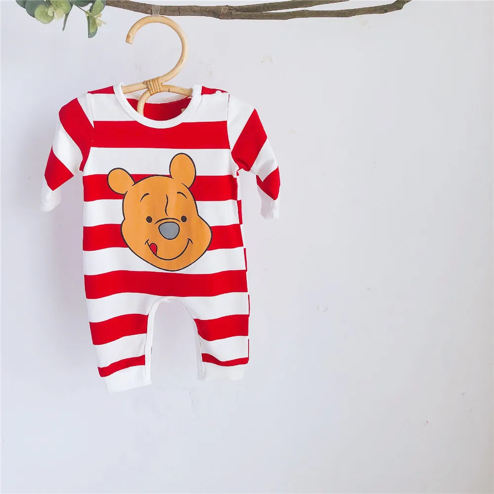 Трехцветная полосатая одежда с медведями из мультфильмов для малышей